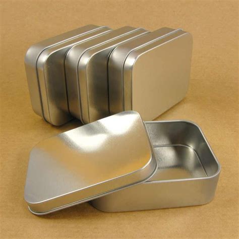 metallic silver gift box|vintage metal tin box.